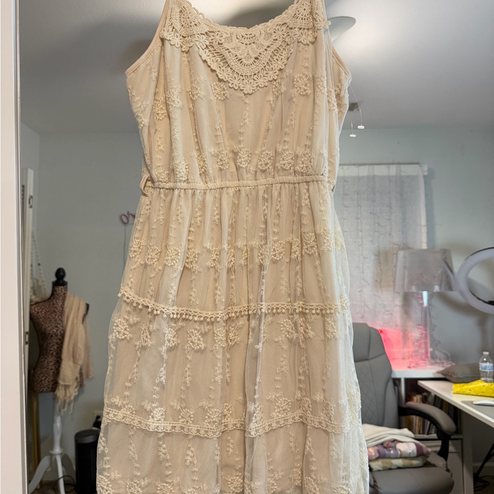 Pinky Cream Lace Dress